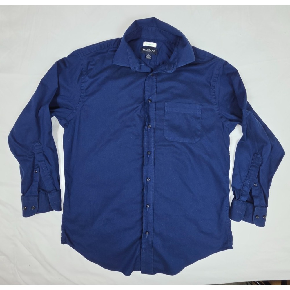 Jos A Bank Mens 16 32-33 Tailored Fit Blue Stretch Cotton Button Down Shirt